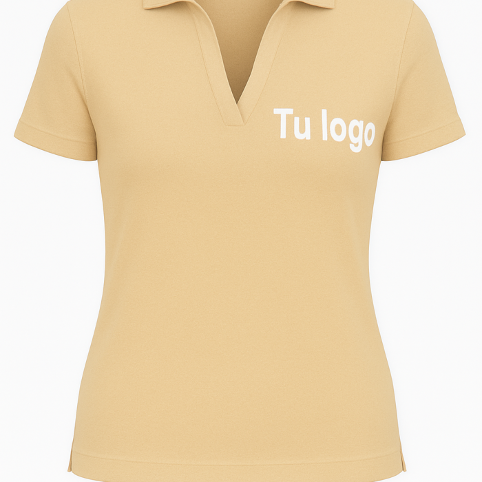 Polo Mujer 100% Algodón | Cuello V Elegante | Personalizable DTF