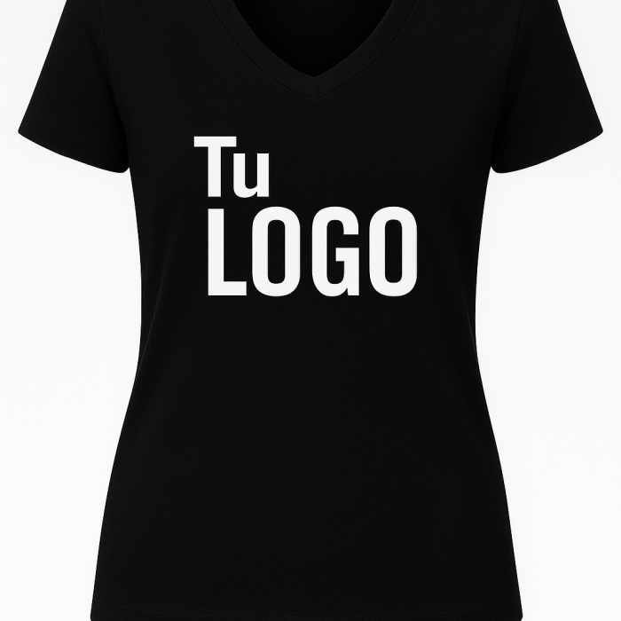 Camiseta Mujer Cuello V | 100% Algodón | Personalizable DTF